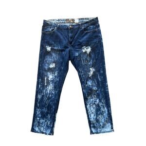 V.I.P. Jeans Mens 38x34 Blue Denim Straight Leg Classic Fit Pants Vintage Wash